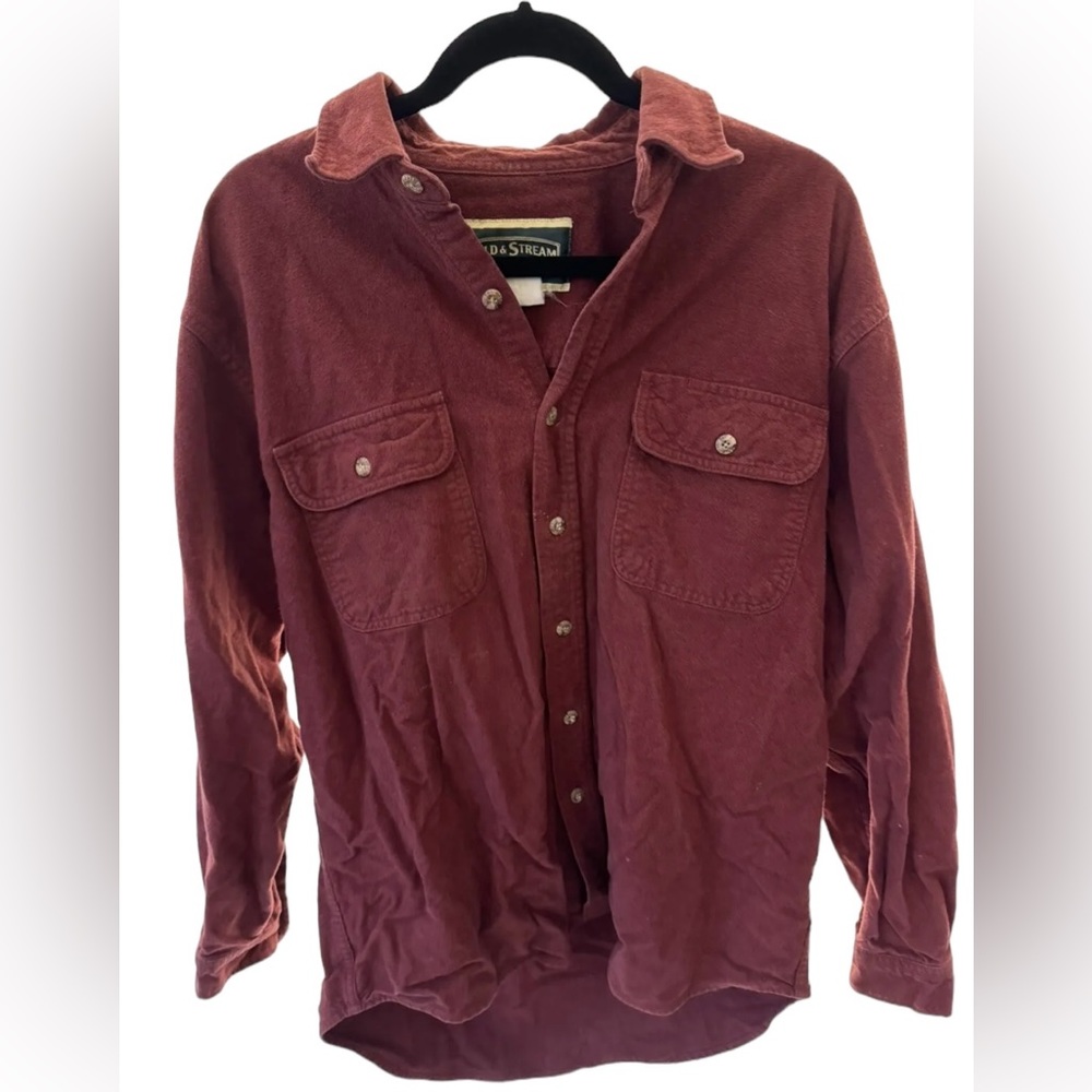 Field & Stream Shirt Mens‎ Large Button Up Long Sleeve Red Fleece Heavyweight